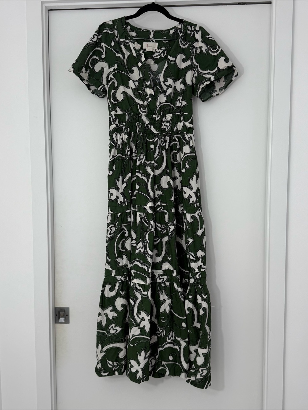 Anthropologie The Somerset Maxi Dress Puff Sleeve Green Novelty Print Small - Picture 3 of 14